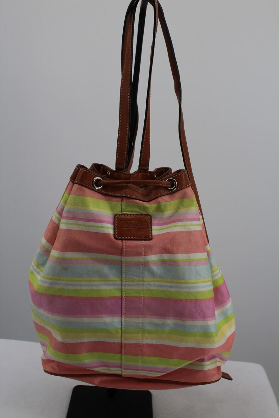 Coach Hampton Watercolor Stripe Canvas Back Pack